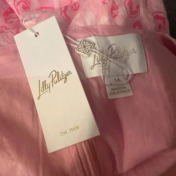 🦩 NWT Lilly Pulitzer Pink Calina Linen Midi Dress 14 🦩 - Picture 6 of 9